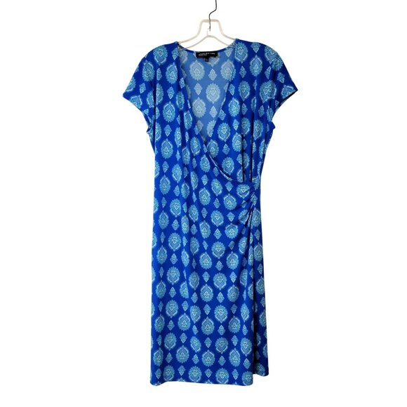 Jones New York Signature Dresses & Skirts - Jones New York Signature Blue Jersey Faux Wrap Dress Size Large